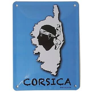 Plaque métal décorative en relief CORSICA  - drapeau CORSE en relief métal